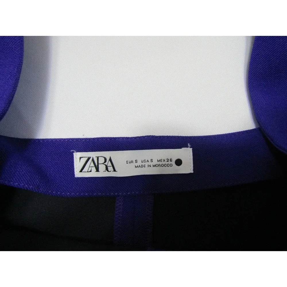 ZARA Crop Square Neck Top Womens‎ S Dark Purple Pullover Knit Academia